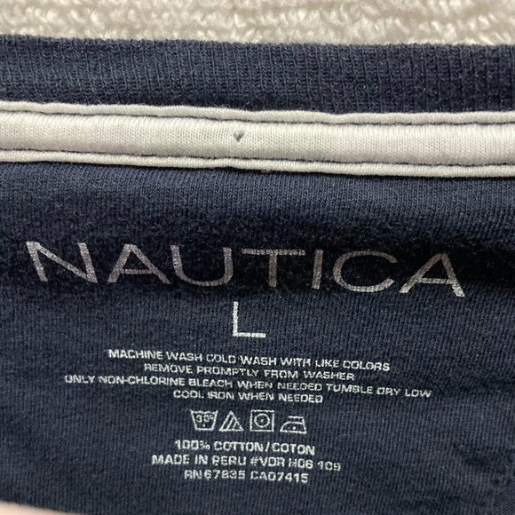 NAUTICA L navy blue back graphic tee relaxed fit unisex GUC 0868 - Picture 3 of 4